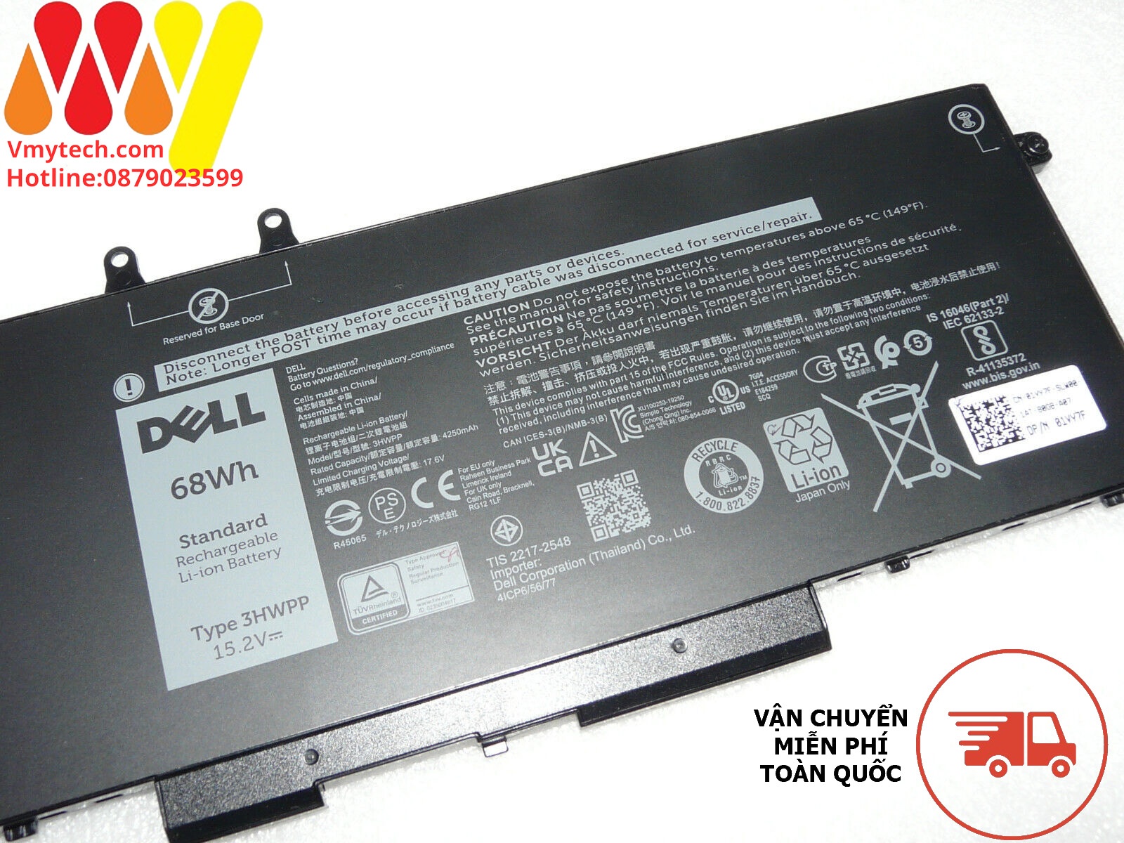 Pin Laptop Dell 5401 5410 7500 7506 3HWPP 68Wh