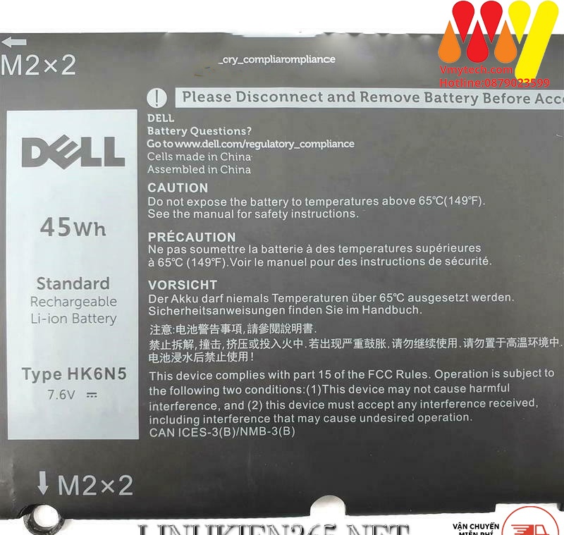 Pin laptop Dell XPS 9370 9380 5390 Inspiron 5390 5391 7390 7391 DXGH8 HK6N5 (45W) ZIN