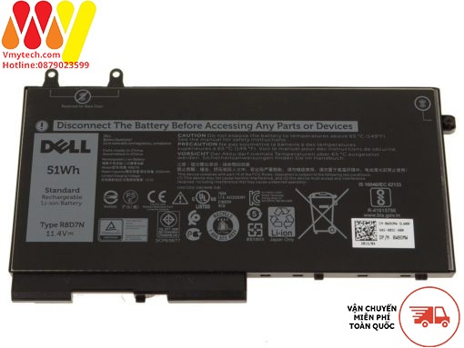 Pin laptop Dell Inspiron 7590 7591 7791 R8D7N 4GVRD NGẮN 51WH (ZIN) – 3 CELL