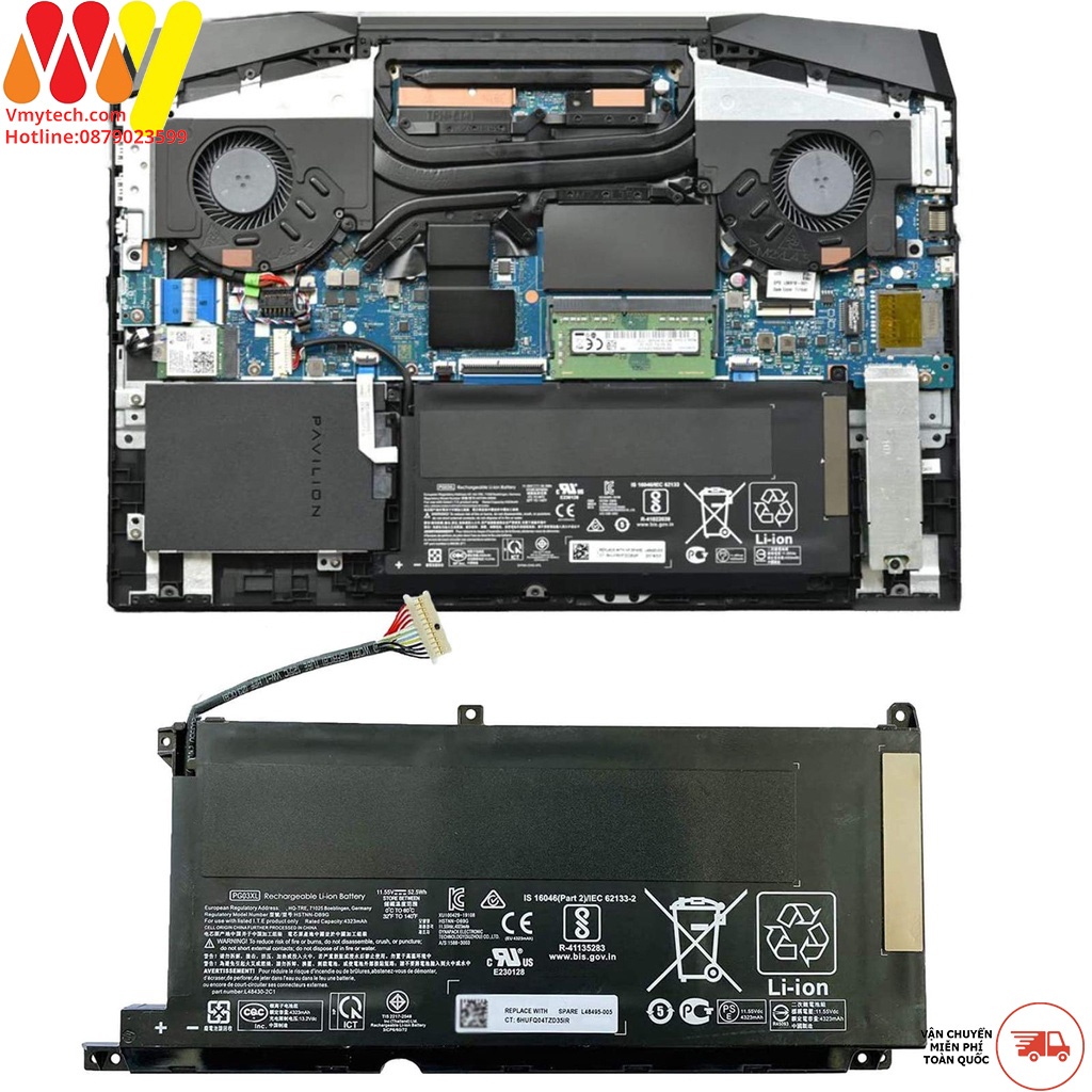 Pin Laptop HP Pavilion 15-DK0000 15-DK0055WM 15-DK0056NR TPN-C141 PG03XL
