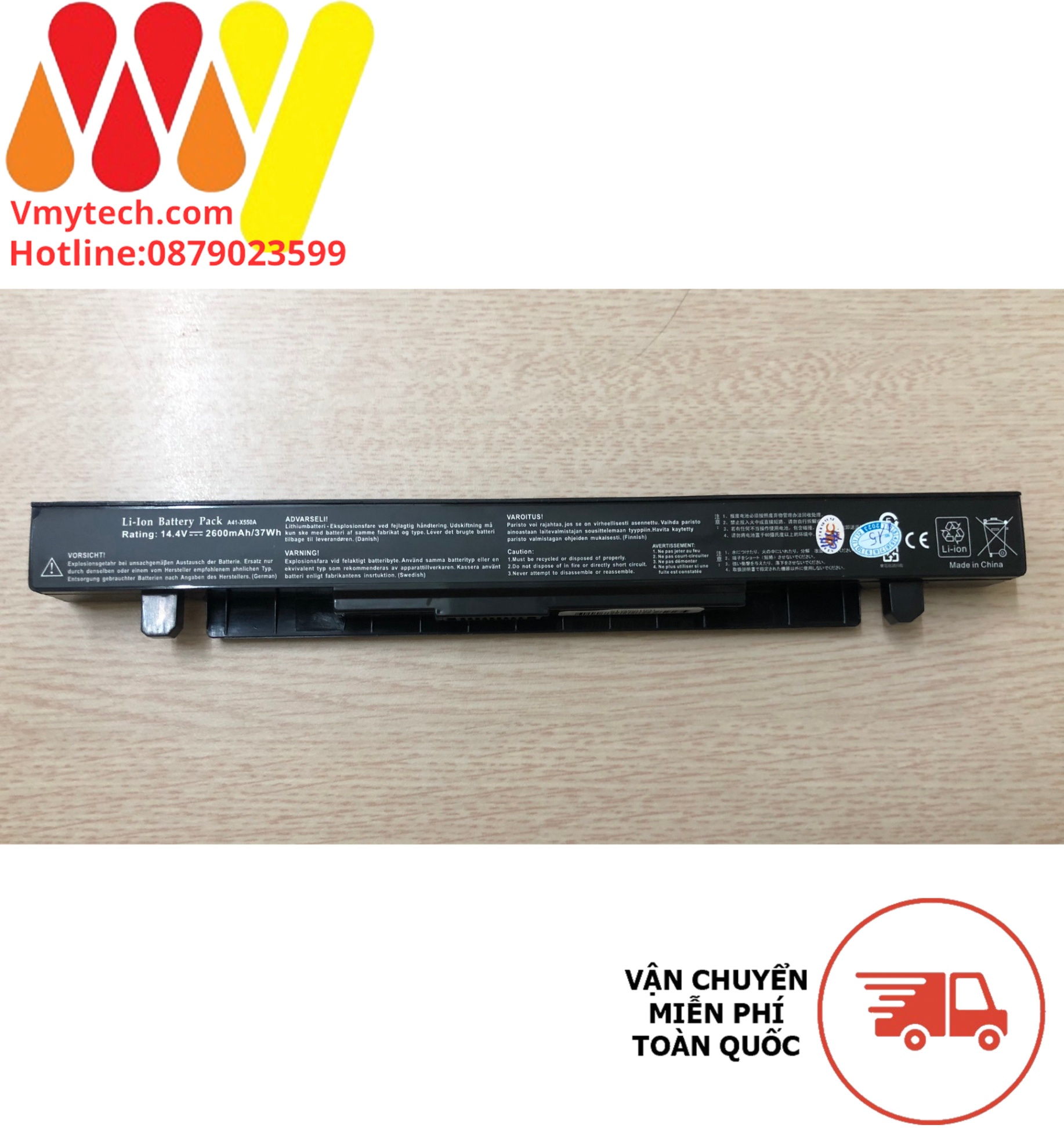 Pin Asus Pin Asus X550E, A41-X550, X450, X450E, X450J, X450JF (OEM, Cắm trong)