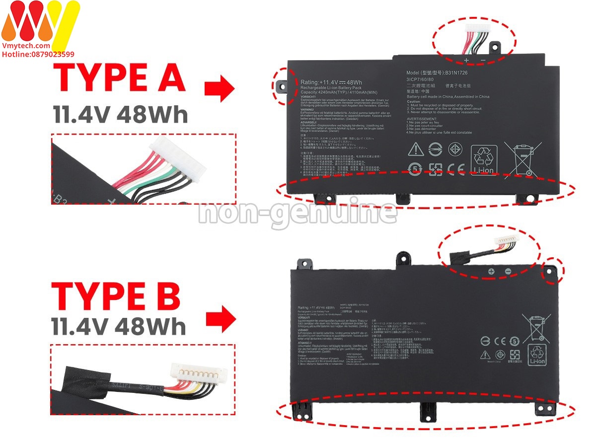 Pin laptop Asus X504 FX504GD FX505 FX505GE FX80 FX80GE B31N1726 1 Tai ốc trên