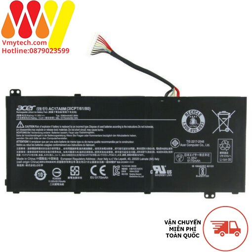 Pin laptop Acer AC17A8M, B A515-53, Spin 3 SP314 – 52, TravelMate X3410 – M, X3410 – MG