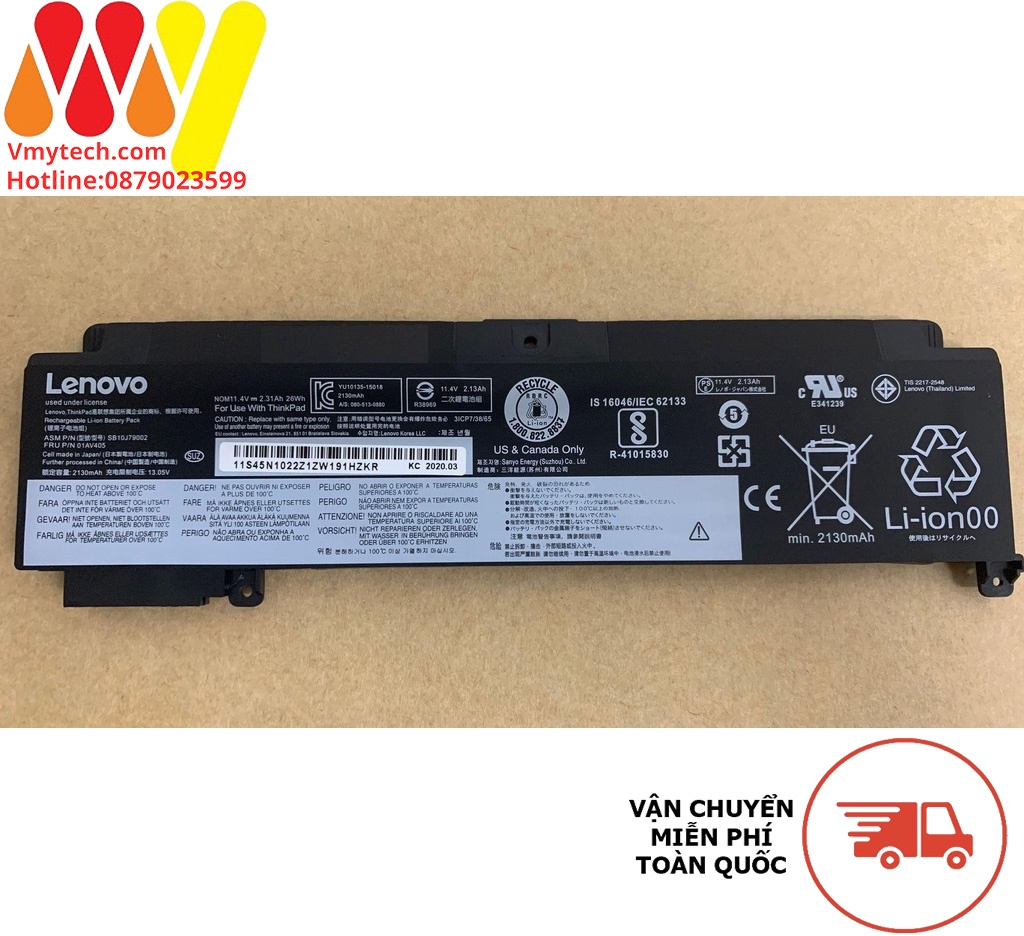 PIN LENOVO T460S T470S SB10J79003 (ốc ngắn ) ZIN