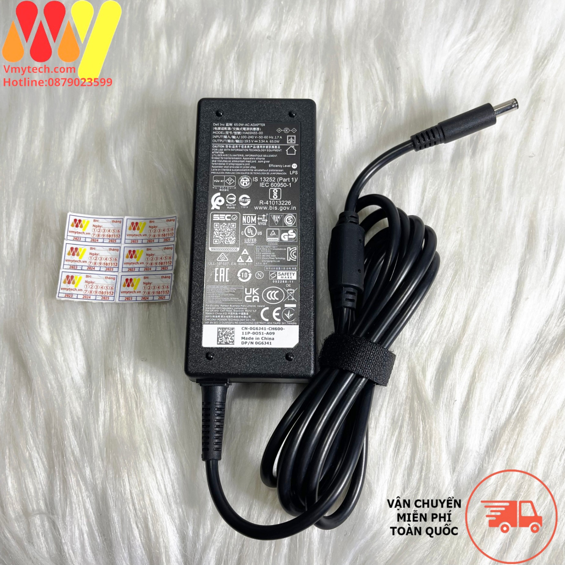 Sạc Laptop DELL 19.5v - 3.34A 65W (4.5mm x 3.0mm)chân kim nhỏ ORG
