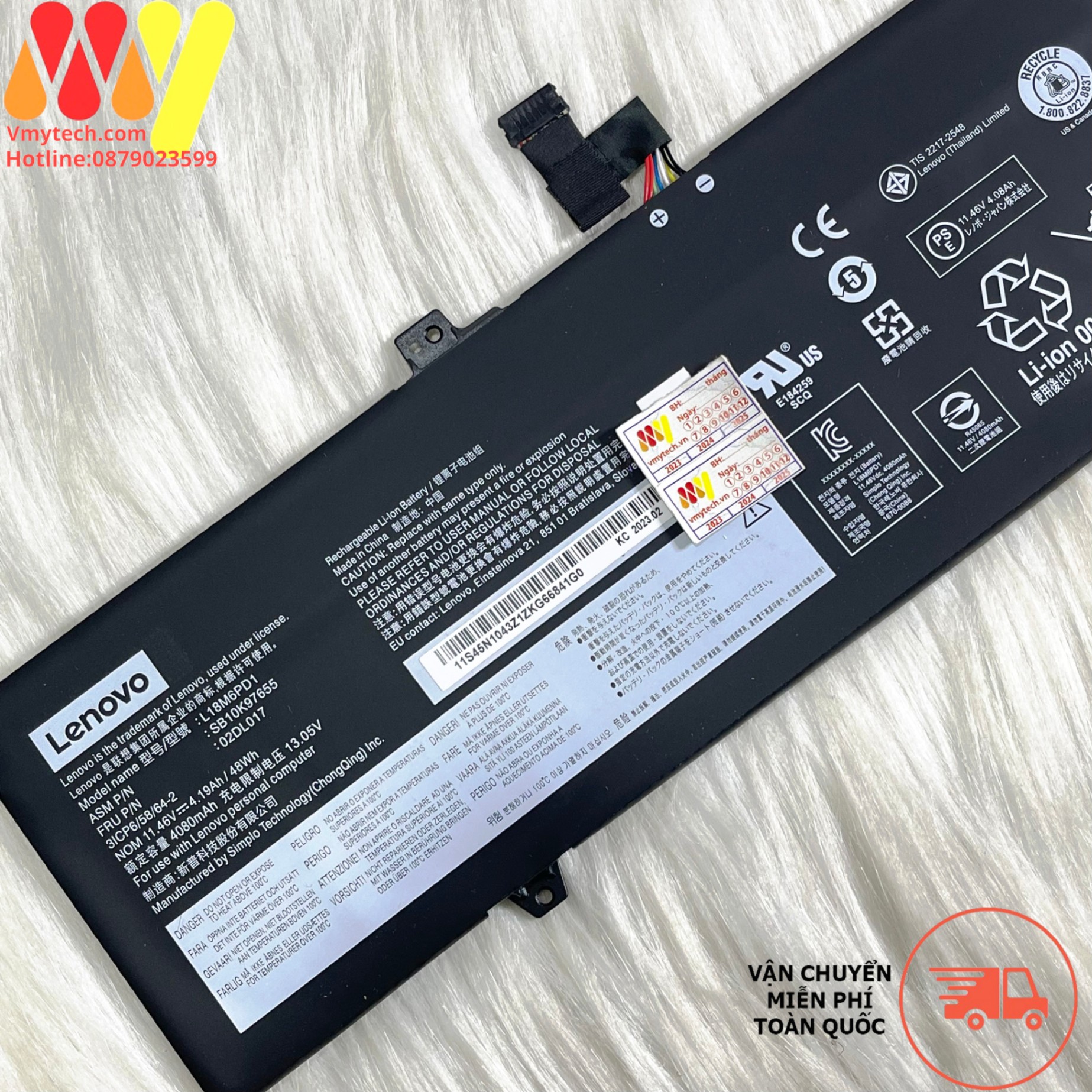 Pin Lenovo Thinkpad X13 X390 X395 L18C6PD1 L18D6PD1 L18M6PD1 L18C6PD2 Zin