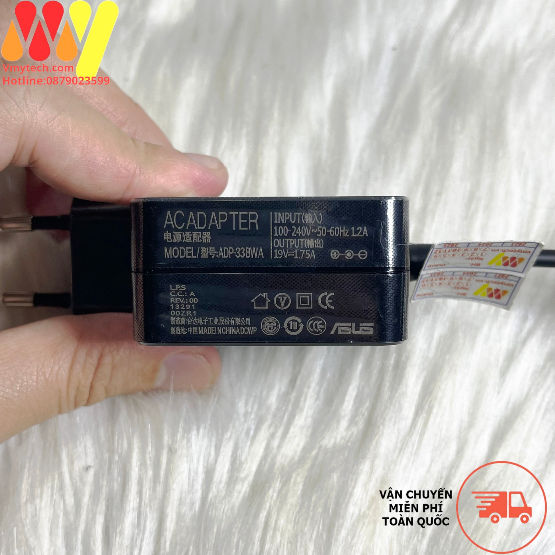 Thay Sạc Cho Laptop Asus 19.5V-1.75A(33W) Củ Chữ Nhật Chân Nhỏ chân sạc 4mm* 1.35mm