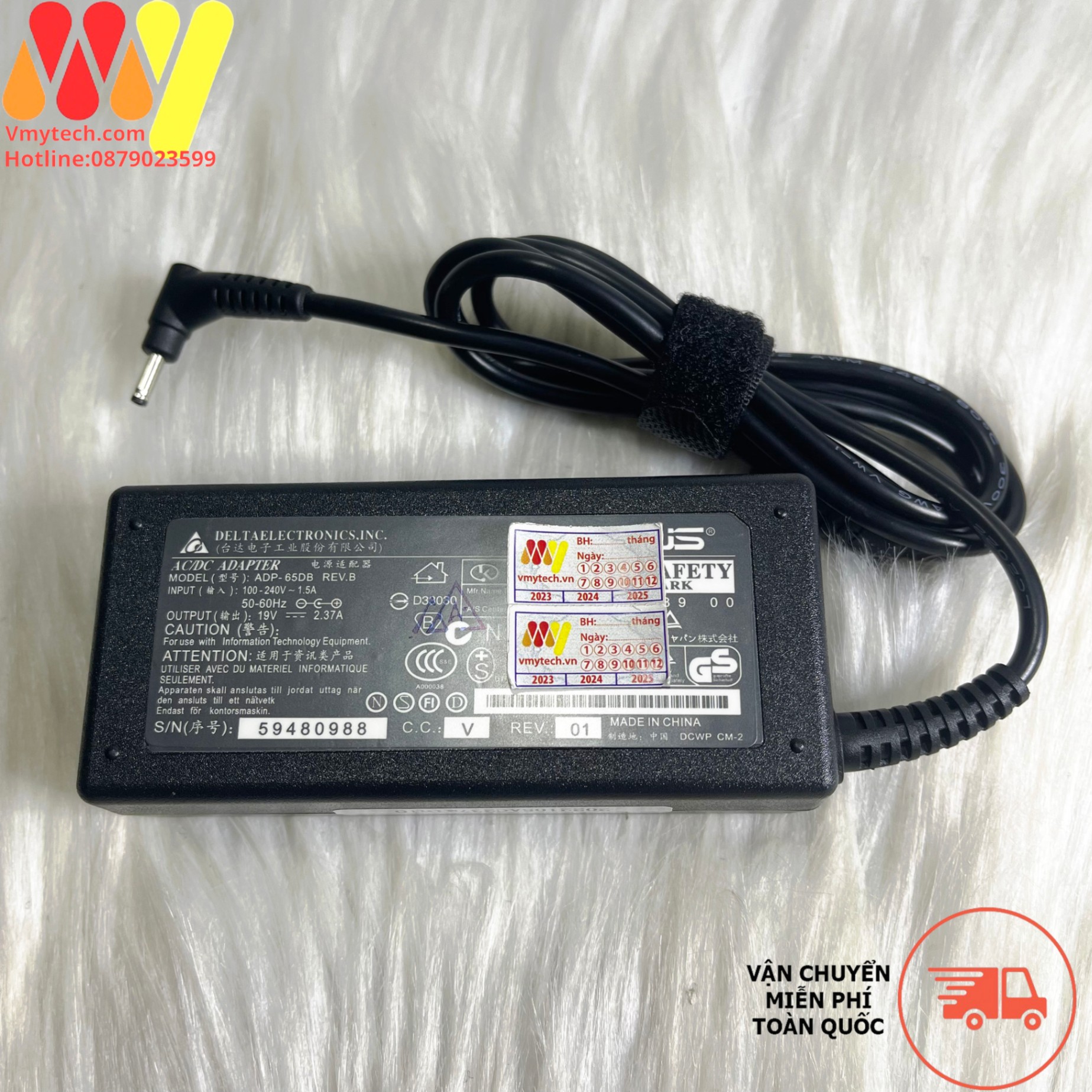 Sạc Asus chữ nhật chân nhỏ 19V - 2.37A CHÂN SẠC: 4.0*1.35MM