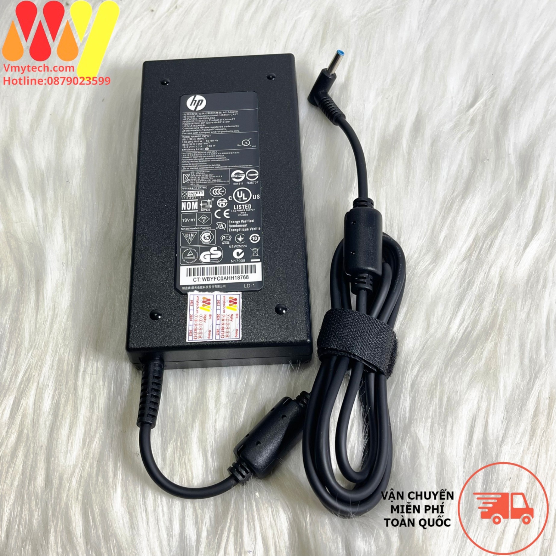 HP 150w - 19.5v-7.7a Chân kim nhỏ xanh- Củ Slim mỏng