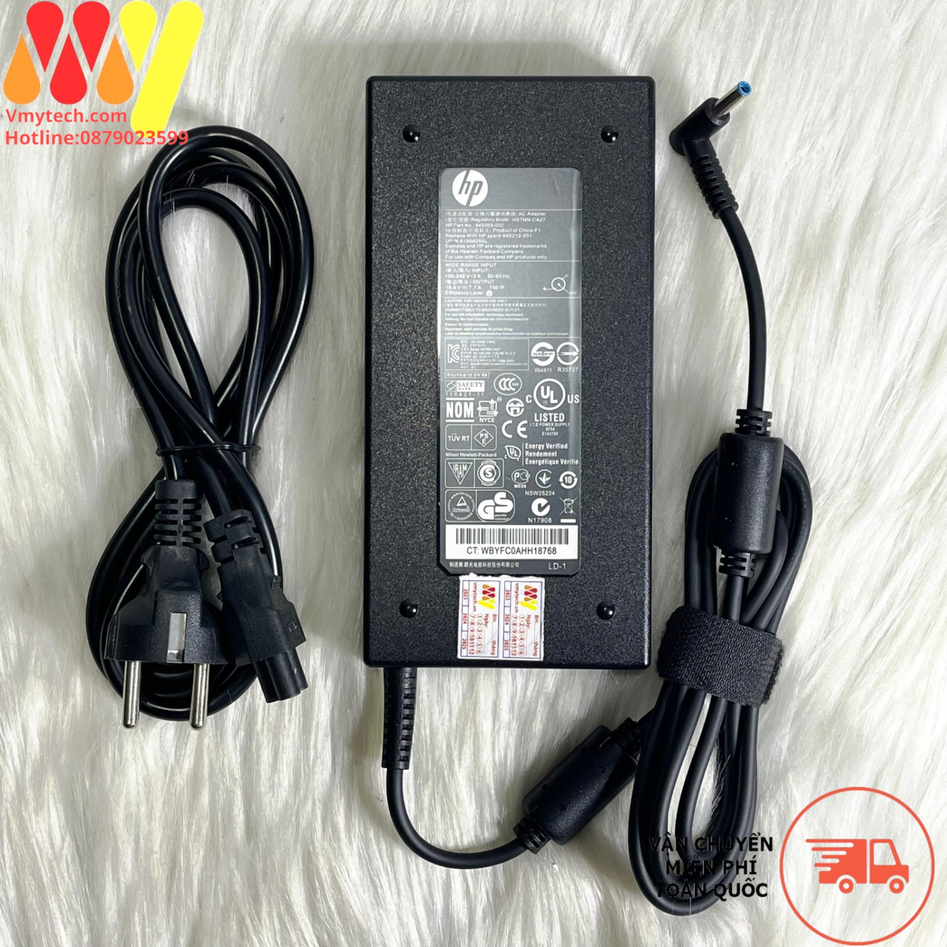HP 150w - 19.5v-7.7a Chân kim nhỏ xanh- Củ Slim mỏng