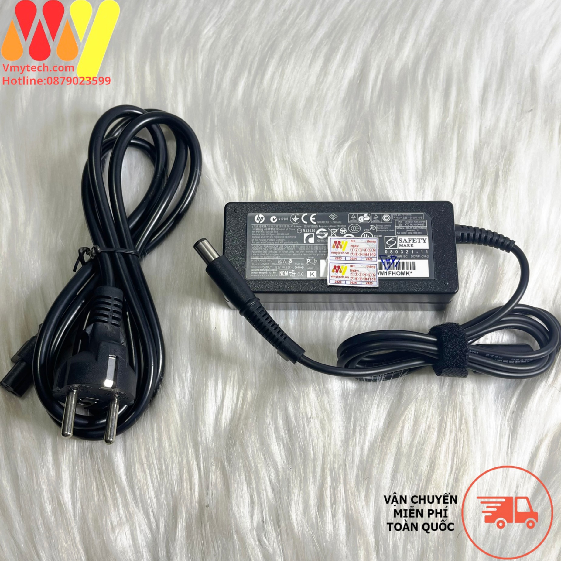 Sạc LAPTOP HP 18.5V-3.5A(65W) chân Kim To 7.4 x 5.0mm hàng Zin