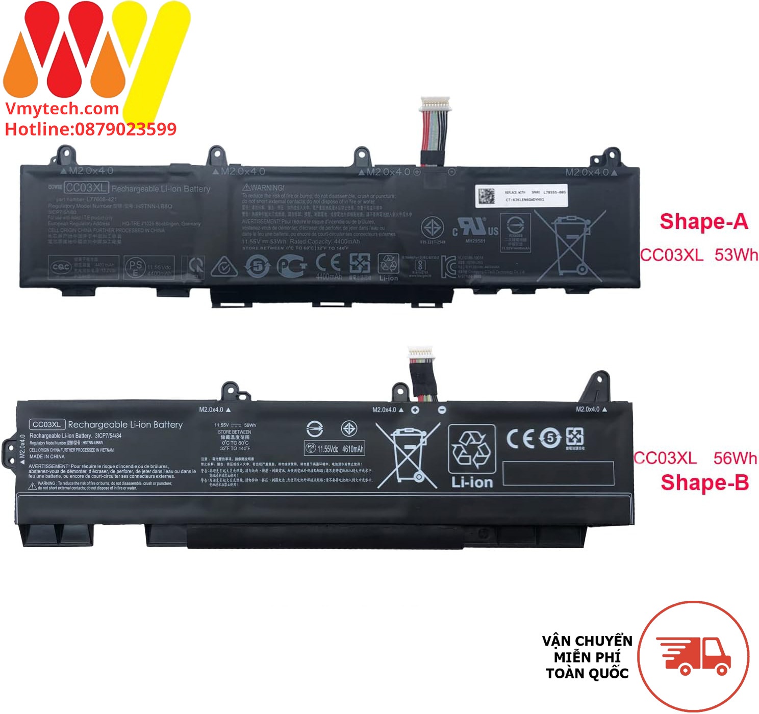 HP EliteBook 840 G7, 840 G8, 845 G7, 845 G8, CC03XL Battery 53Wh ZIN