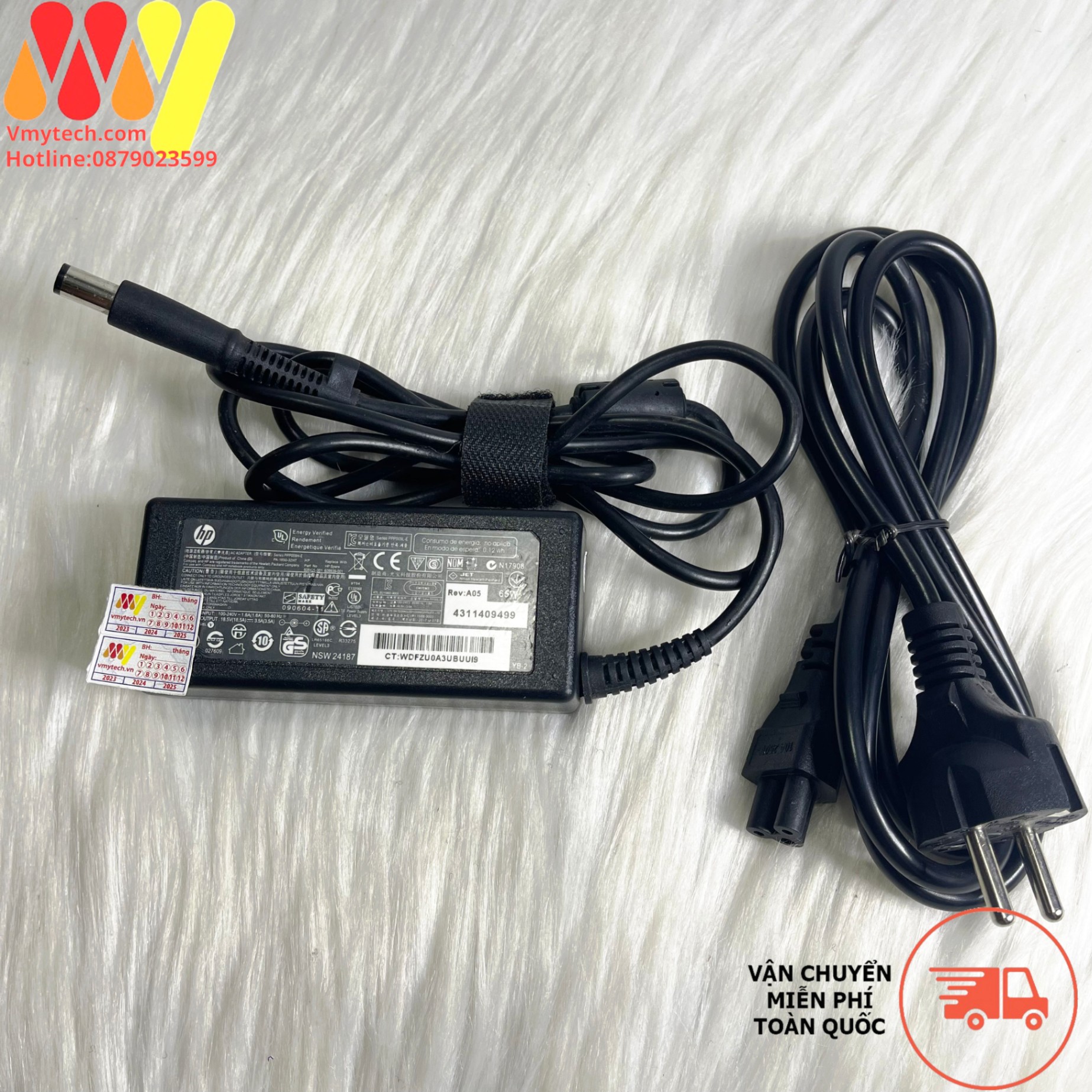 HP 18.5V-3.5A(65W) chân Kim To 7.4 x 5.0mm hàng Zin bóc máy(ORG)