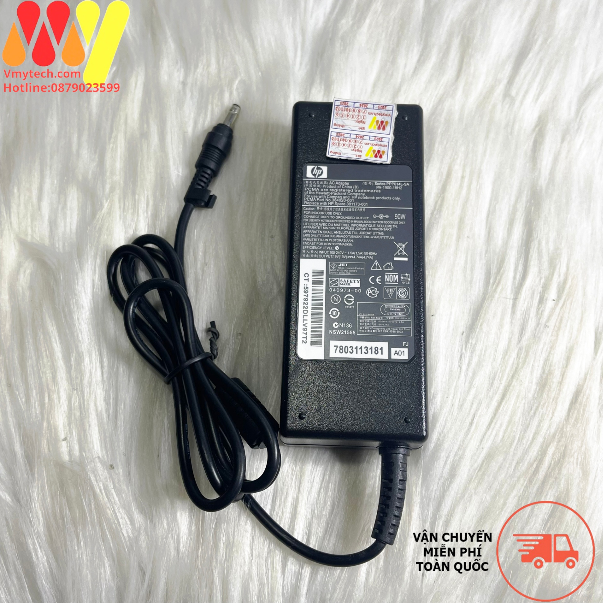 Hp 19V-4.74A(90w) chân đạn (4.8 * 1.7mm) Zin