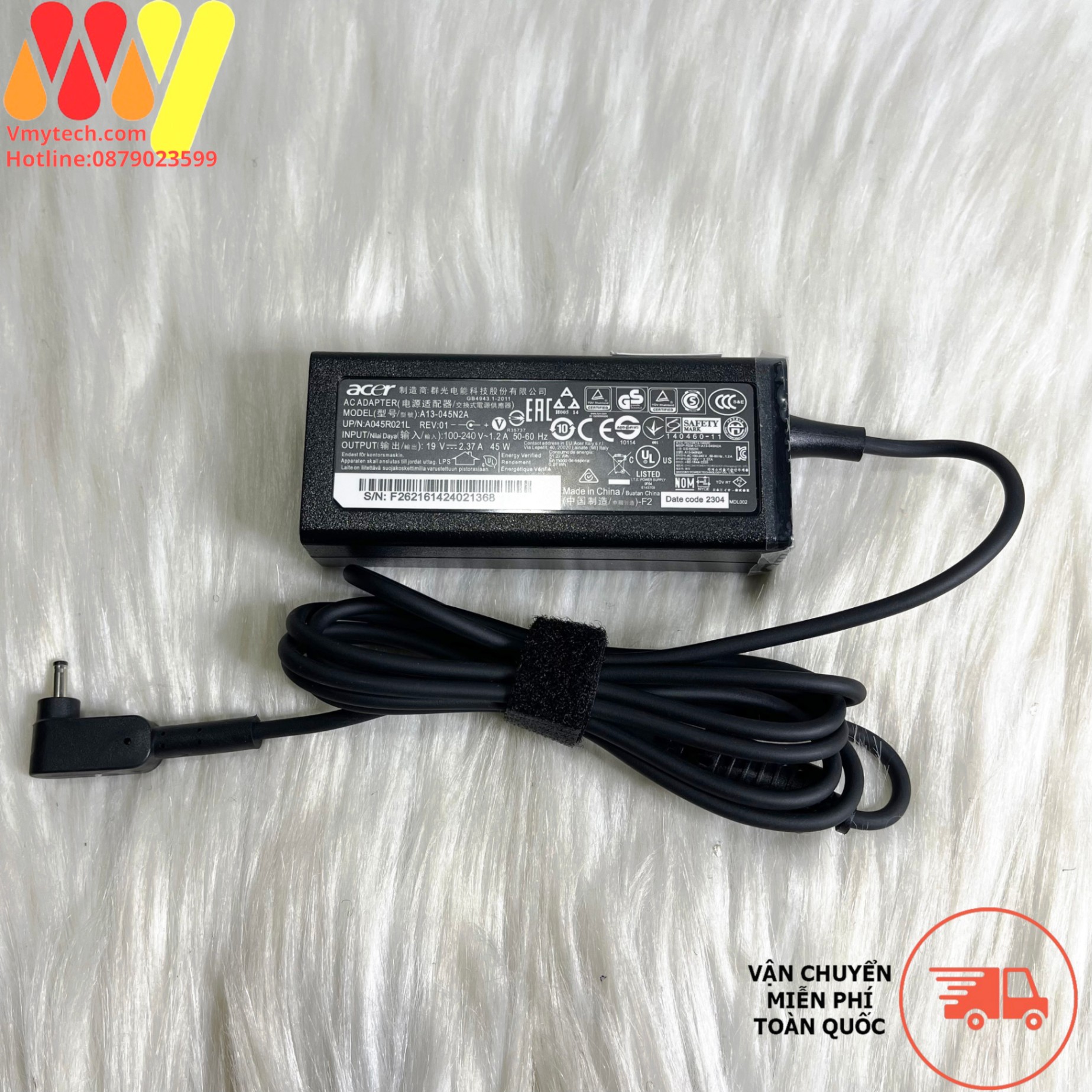 Acer 19V-2.37A Chân nhỏ 1.1mm ZIN LOGO