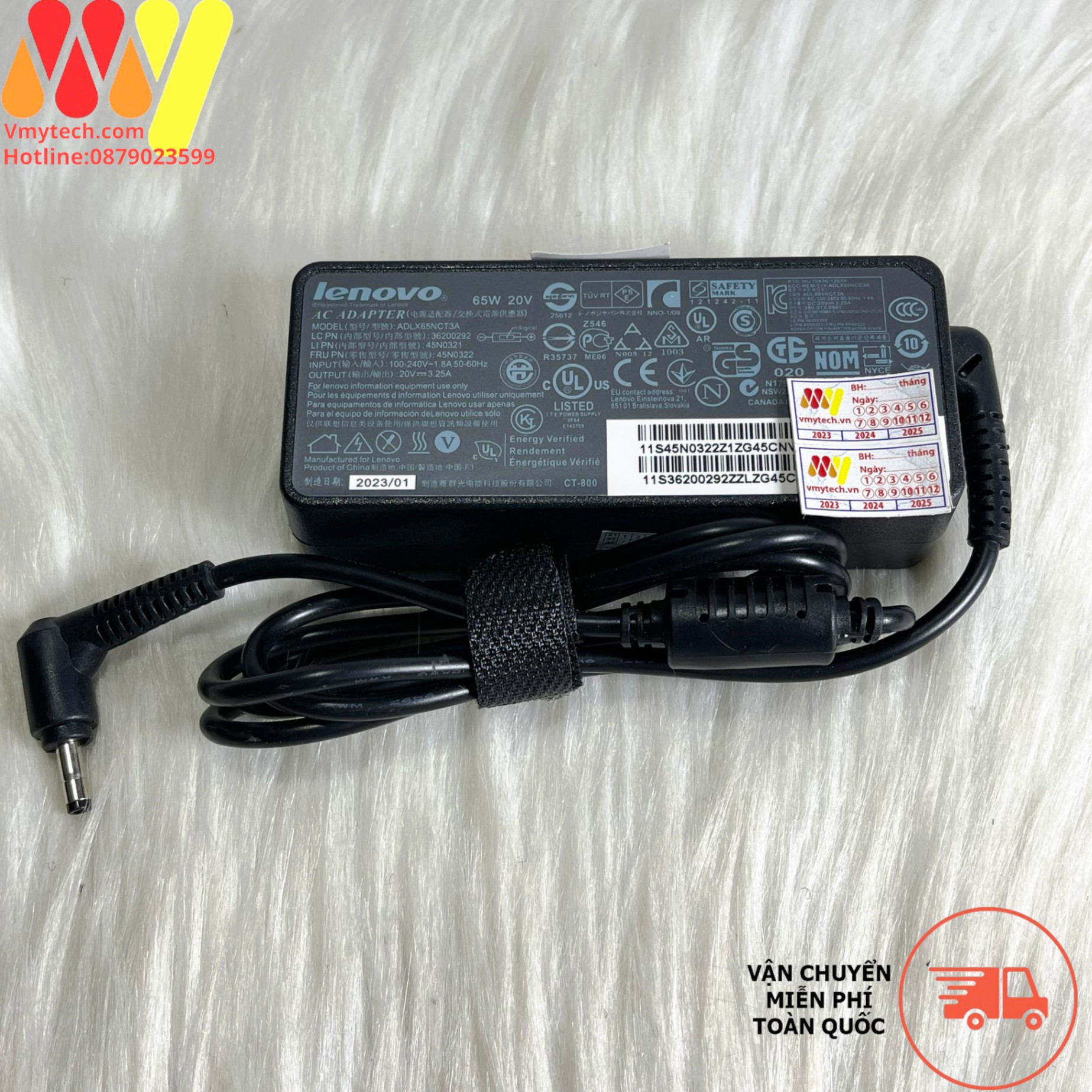 Lenovo 20V-3.25A 90w Củ chữ nhật chân nhỏ đạn 4.0 * 1.7mm