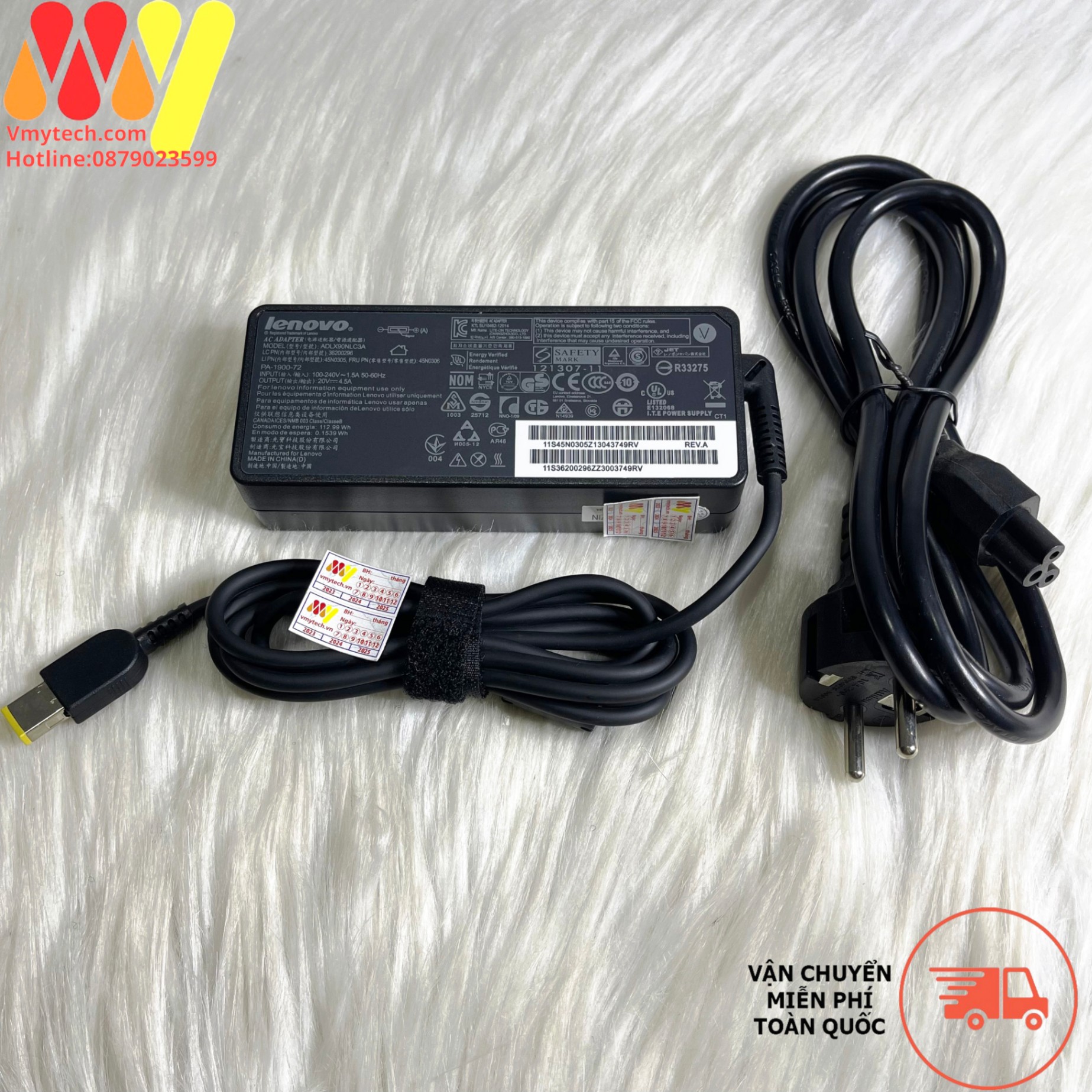 Sạc Laptop Lenovo 20V-4.5A 90w chân USB ZIN