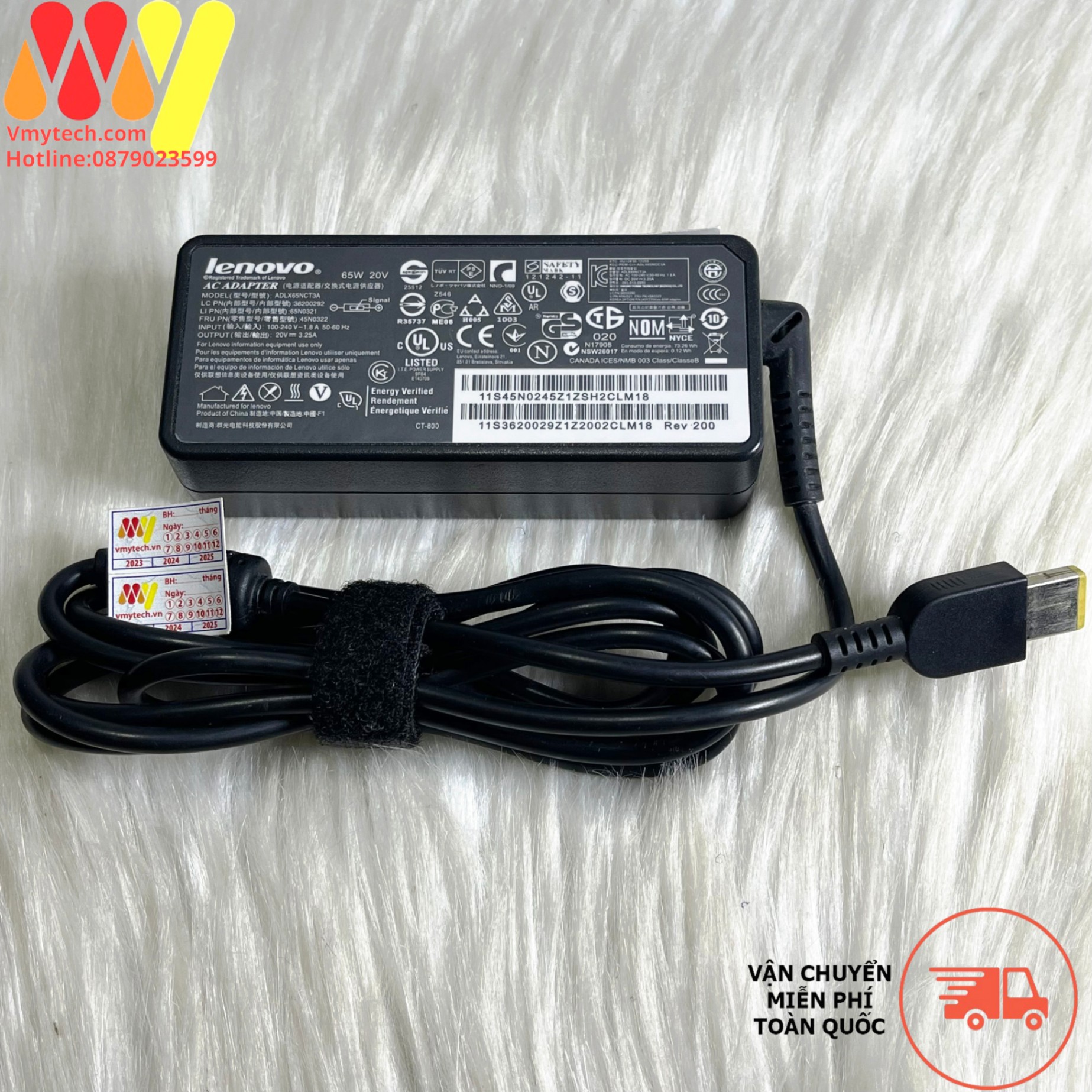 Sạc Laptop Lenovo 20V - 3.25A chân USB KIM Zin