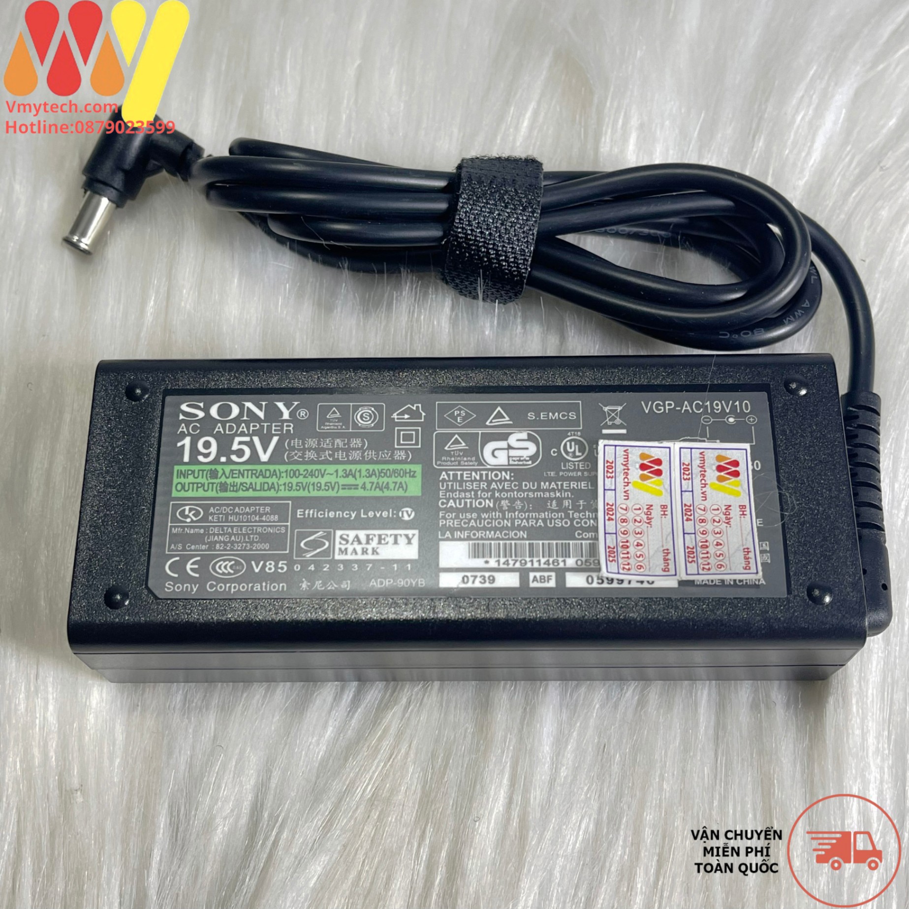 Laptop SONY 19.5v-4.7A 90w Chuẩn chân cắm 6.5mm*4.4mm*1.4mm ZIN Logo