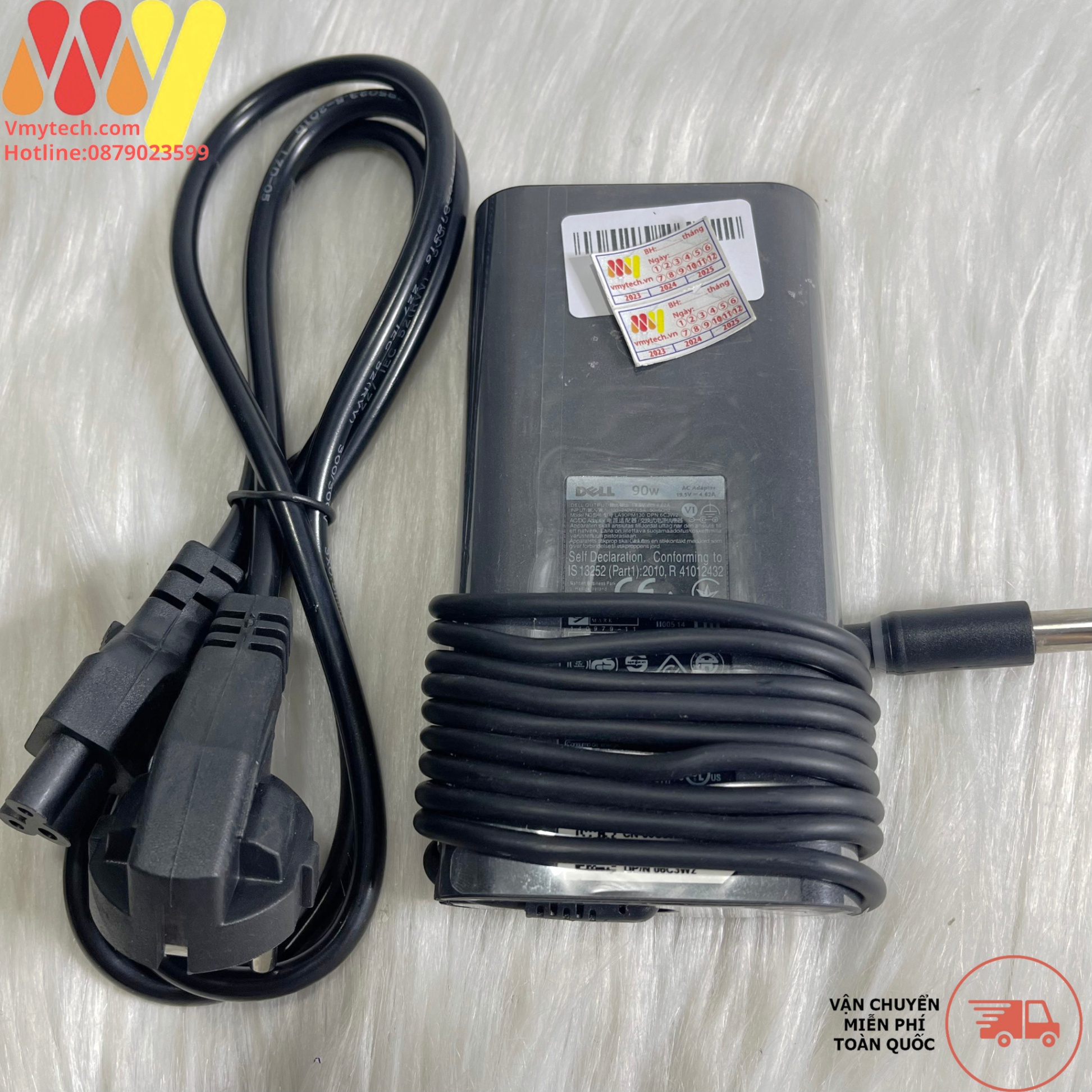 LAPTOP DELL 19.5v - 4.62A (90W) Chân Kim To (7.4mm x 5.0mm) oval ORG Bóc máy