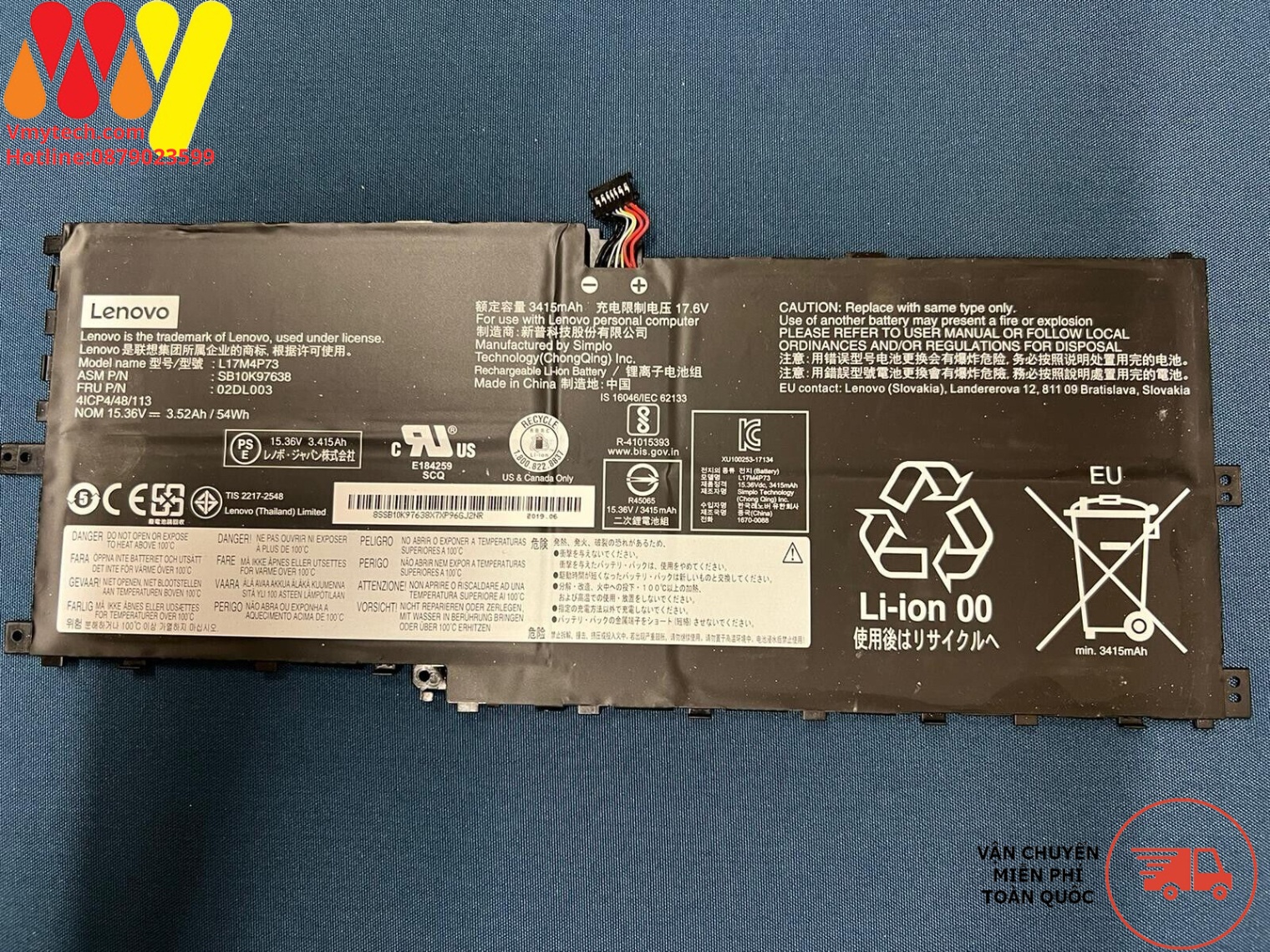 PIN LENOVO L17M4P71 L17M4P73 SB10K97638 Battery for Lenovo ThinkPad X1 Yoga 3rd Gen