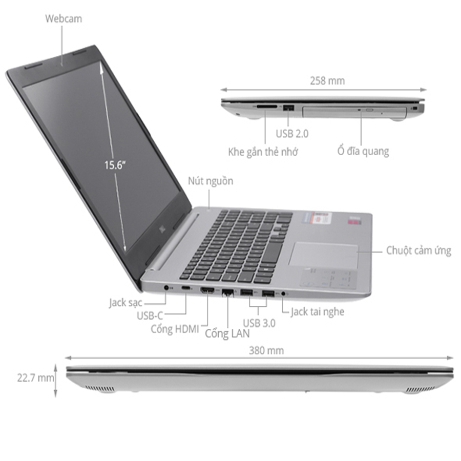 Laptop Dell 5570 màn hình cảm ứng 15.6 FullHD, Core i5, Ram 8gb, ổ cứng SSD 256gb, màn hình15INCH, CARD VGA rời, máy 99% cao cấp
