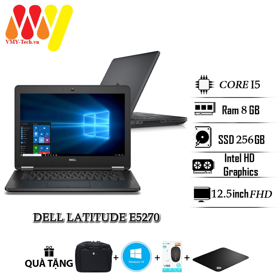 Laptop Dell Latitude 5270, E5270 cấu hình cao zin 99%, Core i5, Ram 8gb, ổ cứng SSD 256, màn 12.5 HD, laptop zin cao cấp