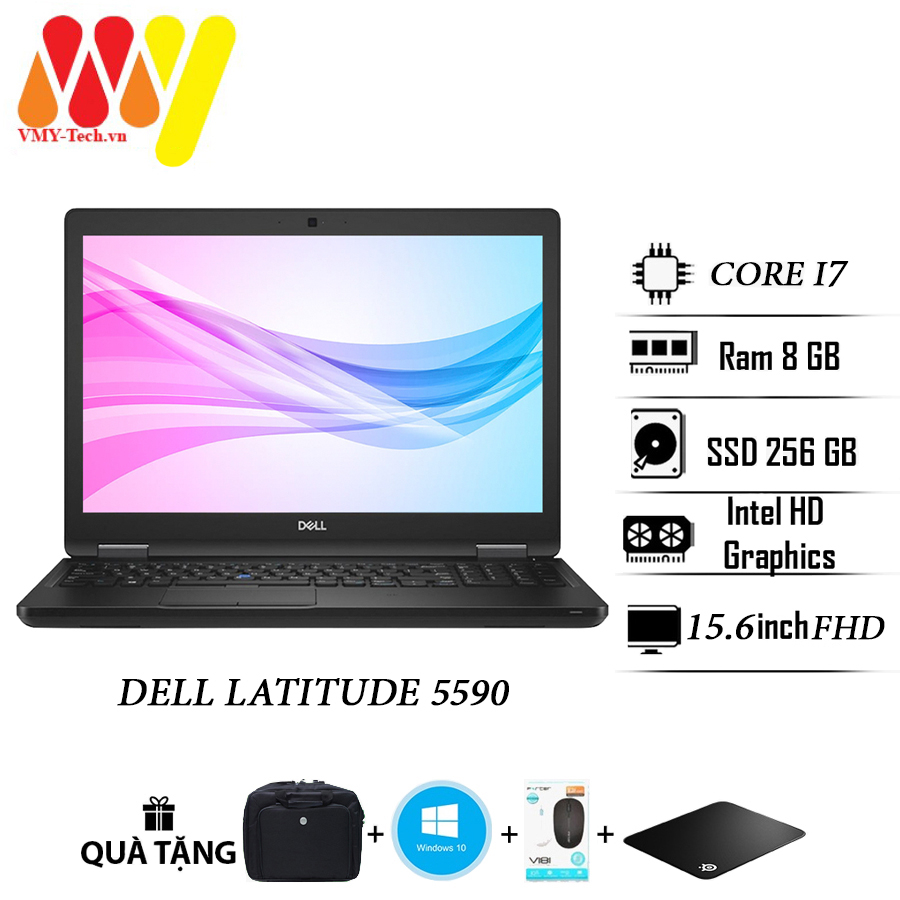 Dell 5590 zin cao cấp, Màn hình 15.6 Full HD, Core i7, Ram 8gb, ổ cứng SSD 256gb, máy tính văn phòng lướt 99%