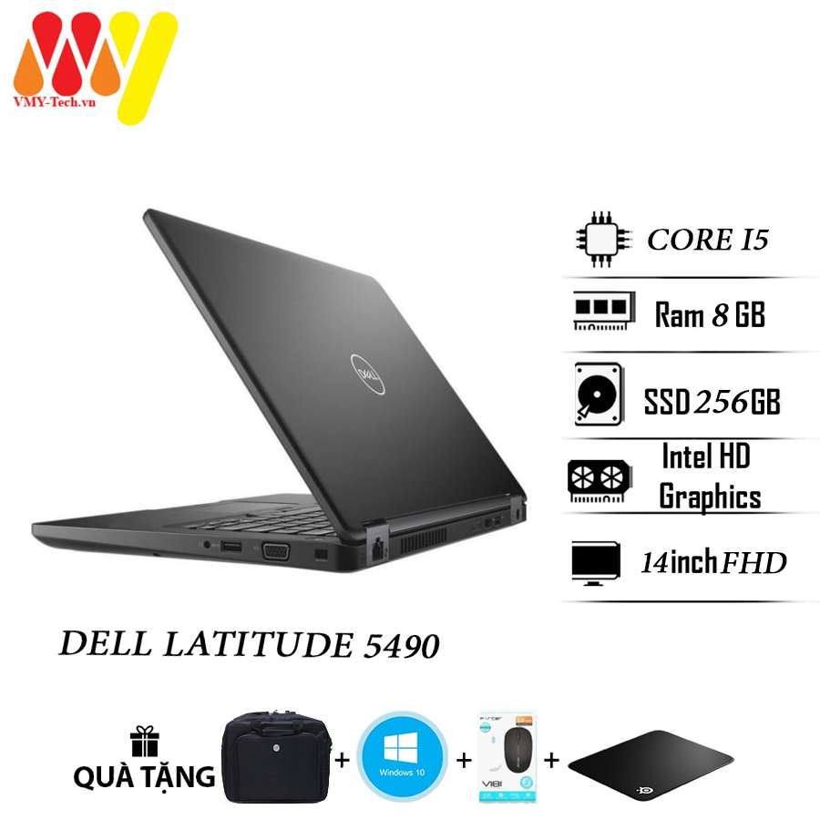 Laptop Dell Latitude 5490, E5490 dùng cho văn phòng, Core i5,Ram 8gb, ổ cứng SSD 256gb, Màn 14 FHD,máy tính zin lướt 99%