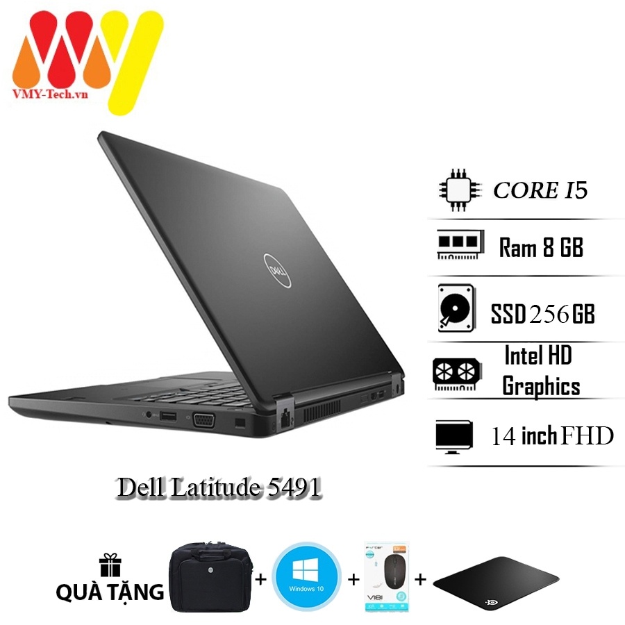 Laptop Dell Latitude 5491 cấu hình cao, Core i5, Ram 8gb, ổ cứng SSD 256 M2, Màn 14inch FHD, máy tính xách tay zin 99%