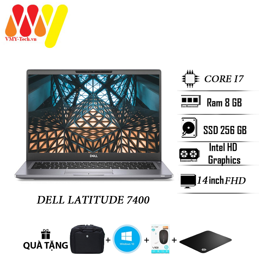 Laptop Dell 7400 mẫu cao cấp giá tốt, Core I5 - 1135G7, Ram 8gb, màn 14 FullHD, ổ cứng SSD 256gb, máy tính xách tay lướt 99% zin