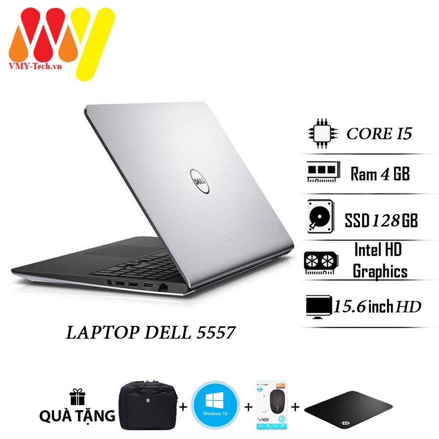 Laptop Dell 5557 Core i5 zin cao cấp, Ram 4gb, Ổ cứng SSD 128gb, màn 15.6 HD, cạc rời VGA, máy tính văn phòng lướt 99%