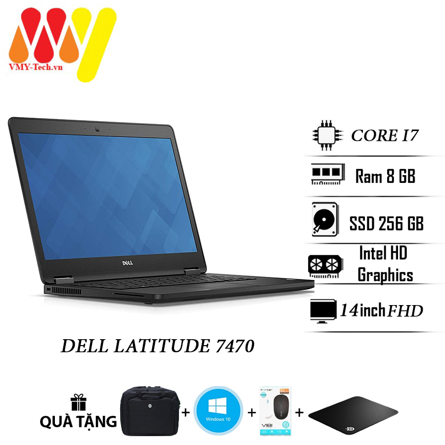 Dell Latitude 7470, E7470 hàng cao cấp, màn 14 FHD, Core i5, Ram 8gb, ổ cứng SSD 256gb, laptop văn phòng lướt 99%