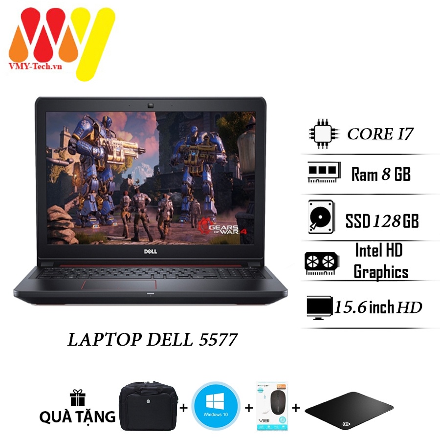 Laptop Dell 5577 cấu hình cao Core i7, Ram 8gb, ổ cứng SSD 128gb+500gb, cạc rời VGA, màn 15.6 FullHD, laptop lướt 99%