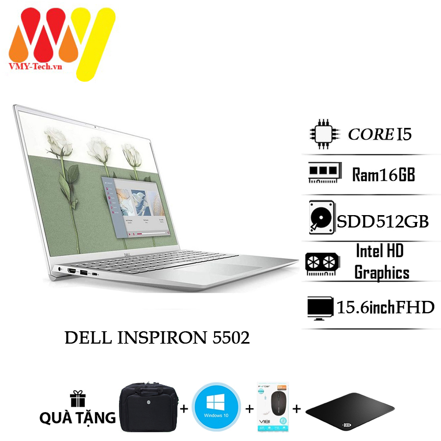 Dell Vostro 5502, V5502 bản cao cấp, cấu hình cao, Core i5, Ram 16gb, ổ cứng SSD 512, màn 15.6 FHD, new Fullbox