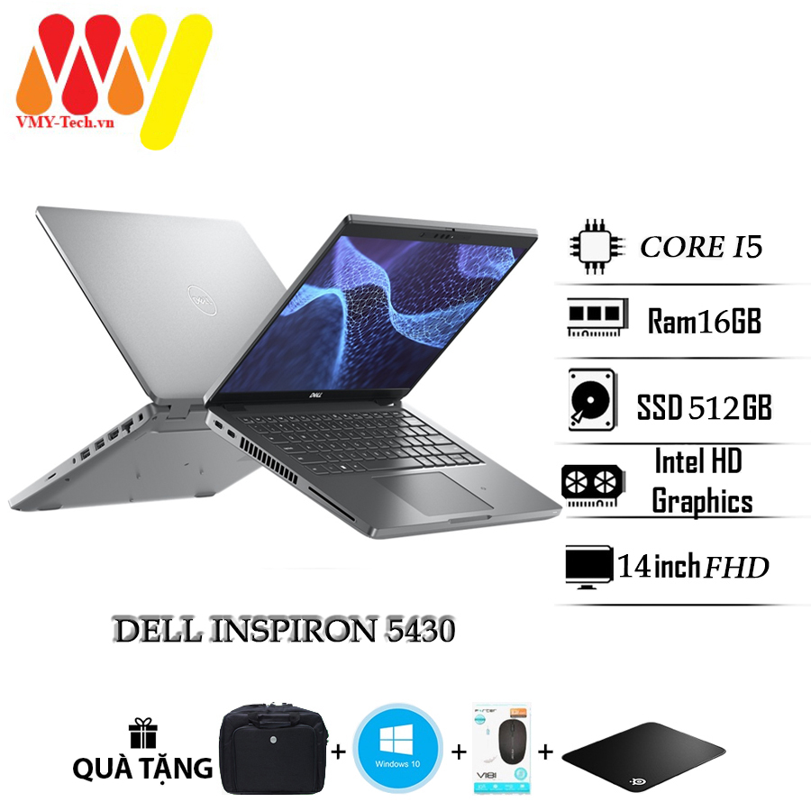 Laptop Dell Inspiron 5430 cấu hình cực mạnh, Core i5, Ram 16gb, ổ cứng SSD 512gb, màn 14inch FHD,laptop cao cấp mới 100%