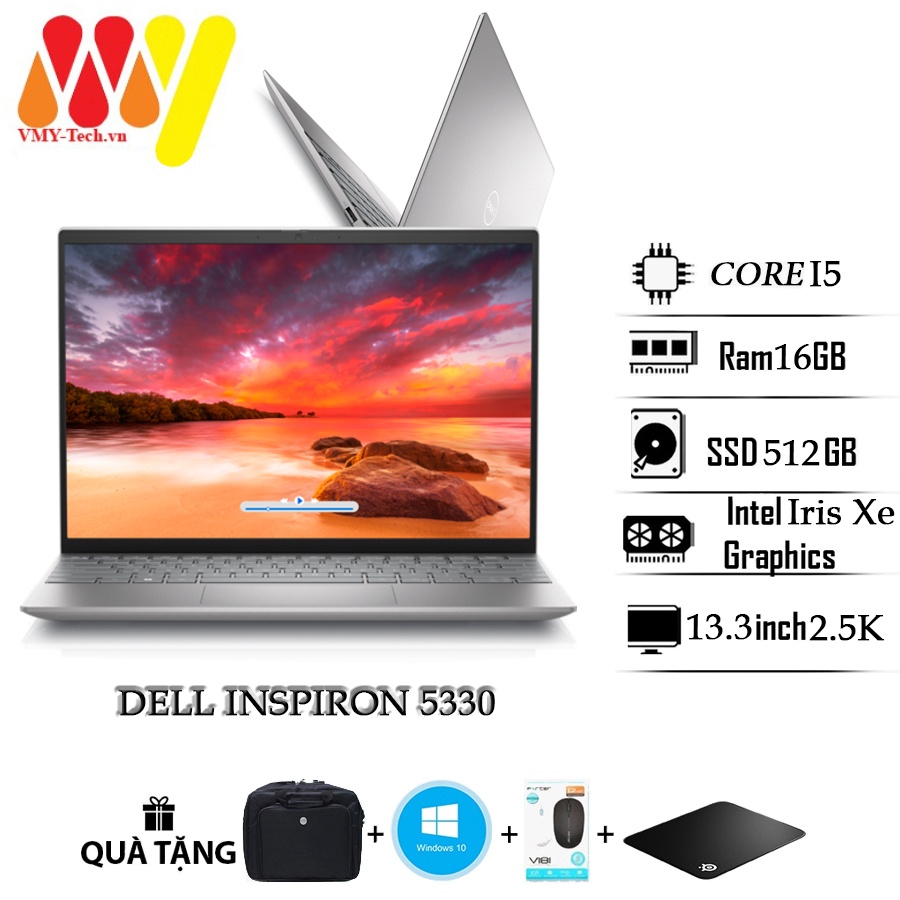 Laptop Dell Inspiron 5330 màn hình sắc nét 13.3inch 2.5K, Core i5, Ram 16gb, ổ cứng SSD 512gb, máy fullbox 100% cao cấp