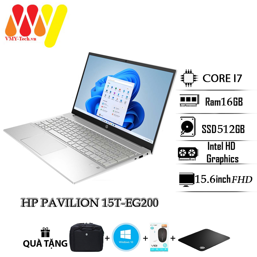 Laptop HP Pavilion 15T-EG200 cấu hình khủng, Core i7, Ram 16gb, ổ cứng SSD 512gb, màn 15.6inch FHD, máy mới fullbox 100%