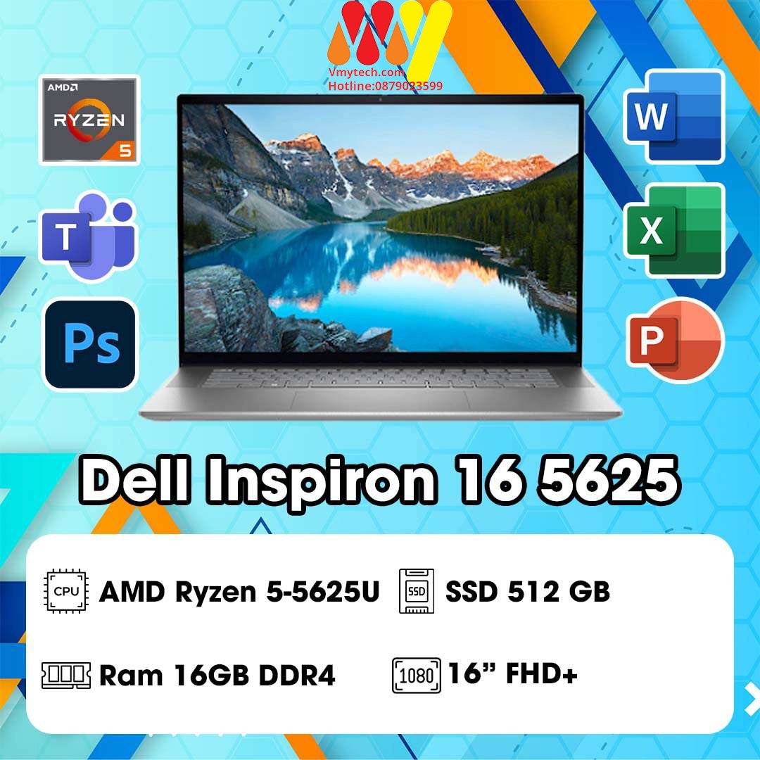 Laptop Dell Inspiron 16 5625 (AMD Ryzen 5-5625U/16GB/512GB/16″ FHD+)