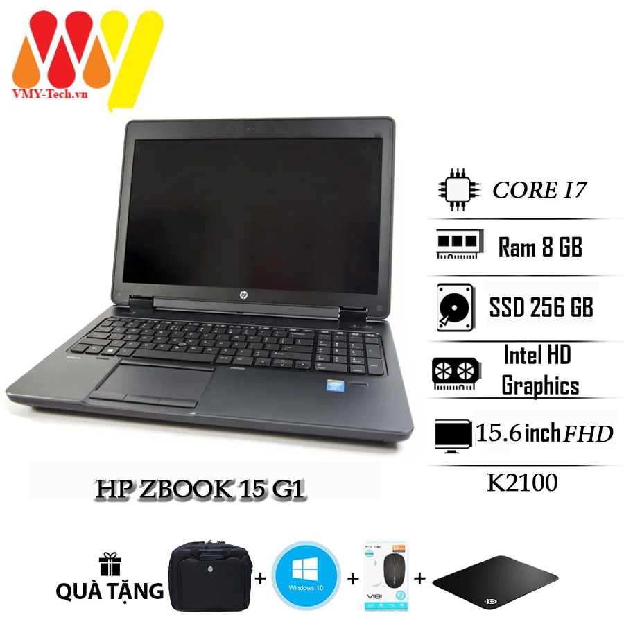 HP Zbook 15 G1 cấu hình mạnh, Core 7, Ram 8gb, ổ cứng SSD 256, VGA K2100, màn 15.6 FHD, laptop văn phòng lướt 99%