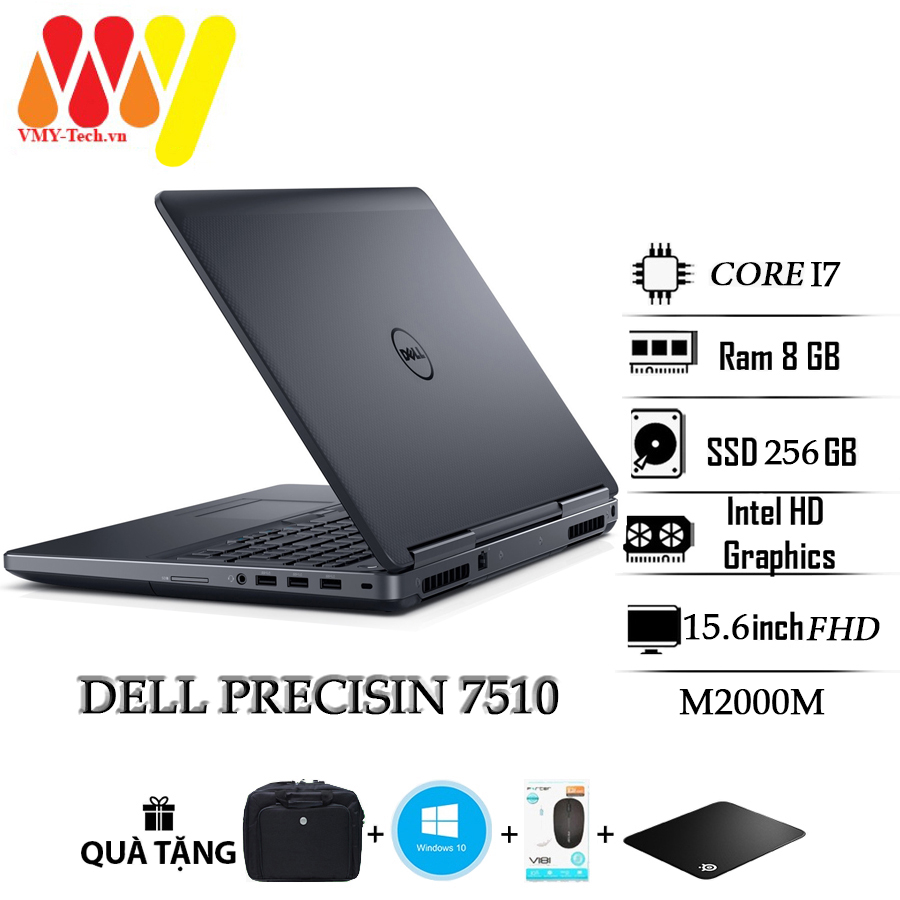 Laptop Dell Precision 7510 cấu hình cực mạnh, Core i7, Ram 8gb, ổ cứng SSD 256gb, Cạc VGA M2000M, màn 15.6 FHD lướt 99%