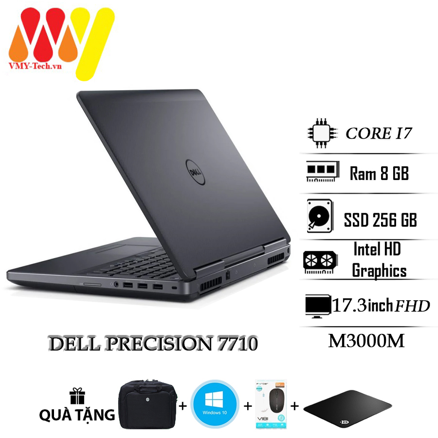 Dell Precision 7520 máy trạm cấu hình cao, Core i7, Ram 8gb, ổ cứng SSD 256gb, cạc VGA M1200M, màn 15.6 FHD/IPS