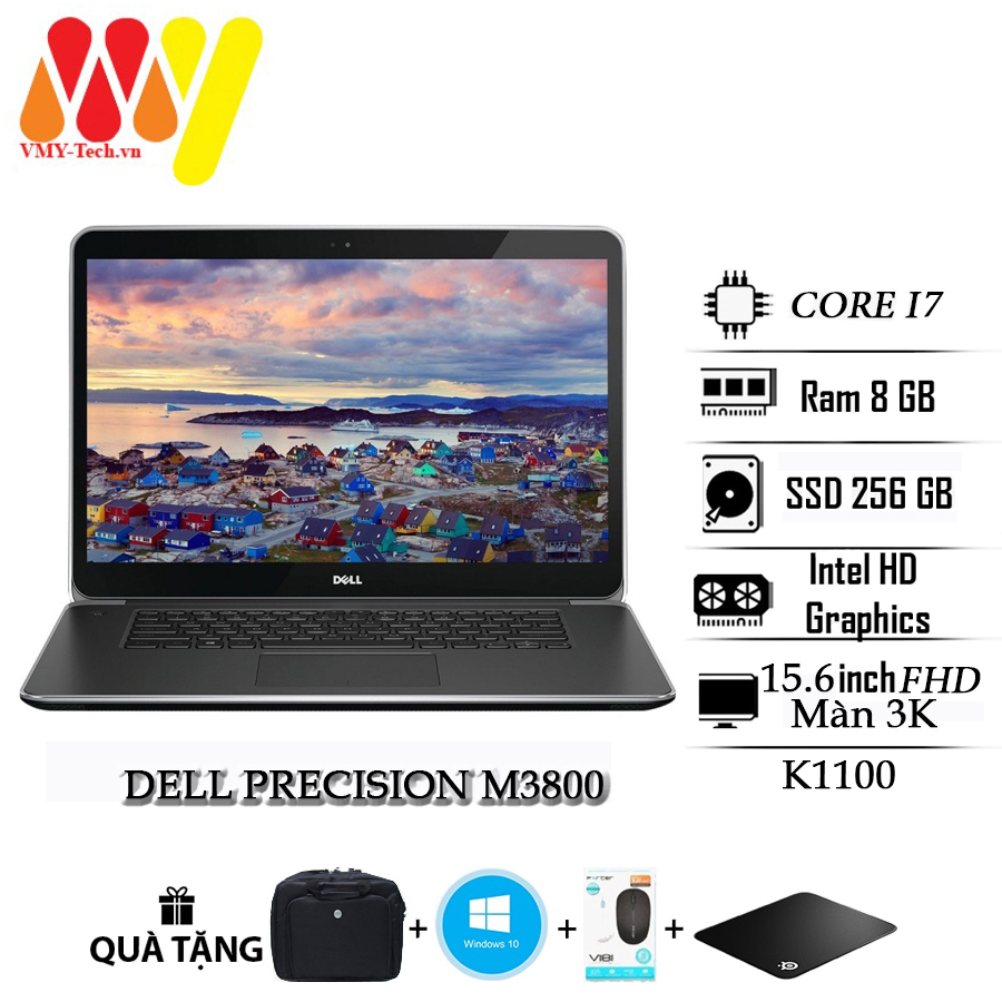 Laptop Dell Precision M3800 mỏng nhẹ màn hình 15.6inch QHD+3K cao cấp,Core i7, Ram 8gb, ổ cứng SSD 256,cạc rời VGA K1100