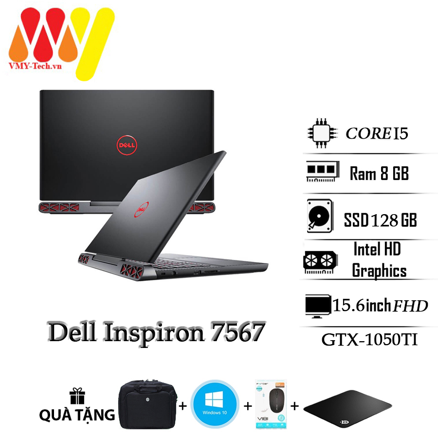 Gaming Dell inspiron 7567 cấu hình cực mạnh, Core i5, Ram 8gb, ổ cứng SSD 128gb 500gb,VGA 1050TI, 1050, màn 15.6 FullHD