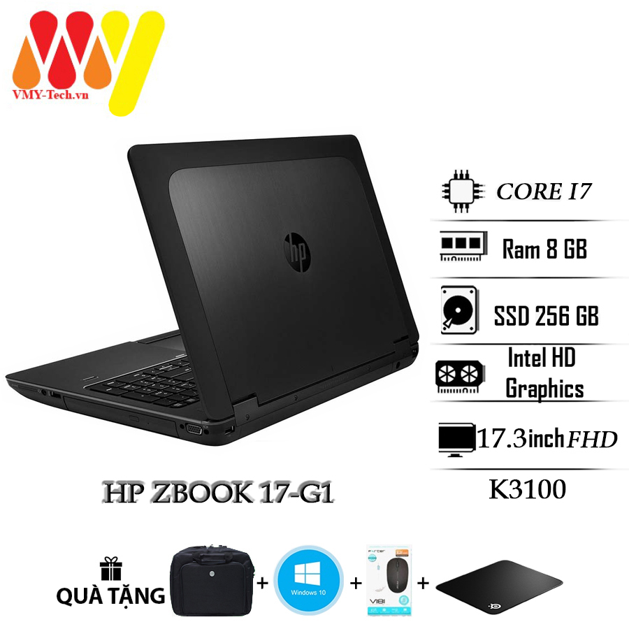 Laptop Hp Zbook 17 G1 cấu hình cao, màn hình khủng, Core i7, Ram 8gb, ổ cứng SSD 256gb, VGA K3100, Màn 17.3FHD, zin lướt