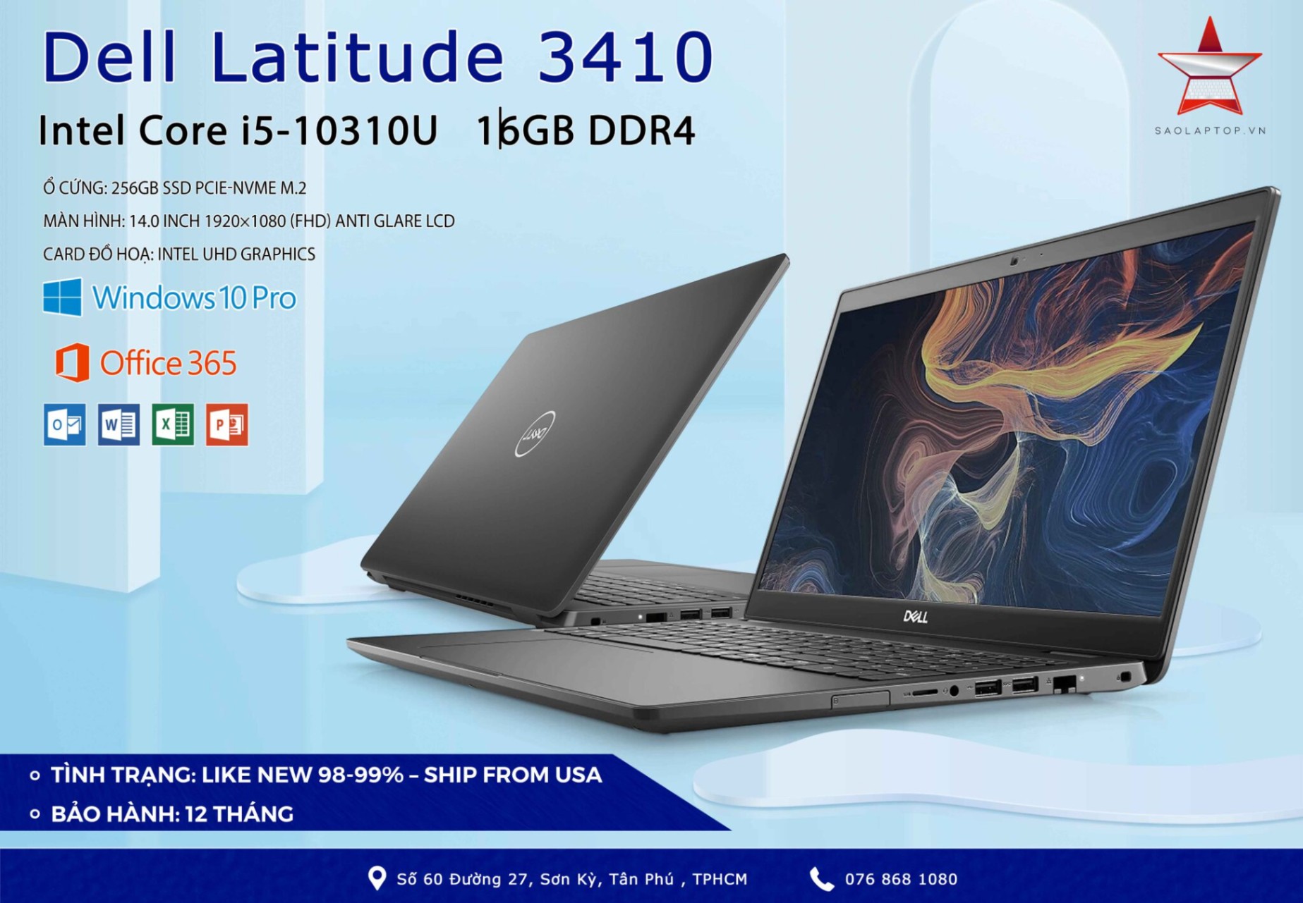 Latitude 3410 Core i5 10310U, 8G, 256G, 14 inch, Full HD/IPS, Like New, Uy Tín Số 1