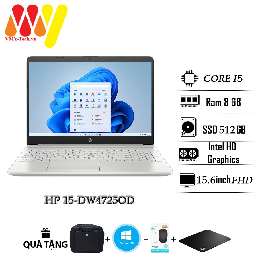 Laptop HP 15-DW4725OD mẫu cao cấp, Core i5, Ram 8gb, ổ cứng SSD 512gb chạy siêu mượt, màn hình 15.6 Full HD, laptop mới fullbox 100% dòng cao cấp