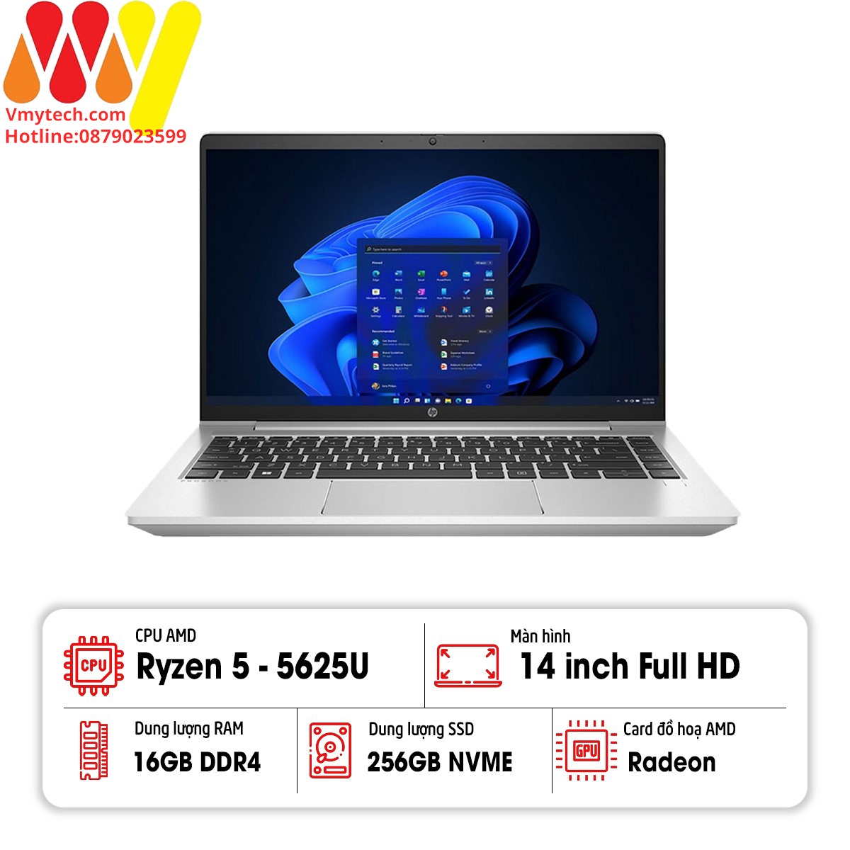 Laptop HP ProBook 445 G9 (Ryzen 5-5625U | RAM 16GB | SSD 256GB | 14inch-FHD | Win10 | Bạc)