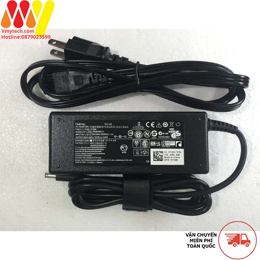Adapter Sạc Laptop Dell 19.5v-4.62A chân kim nhỏ( 4.5mm X 3.0mm), Phân Loại Oem