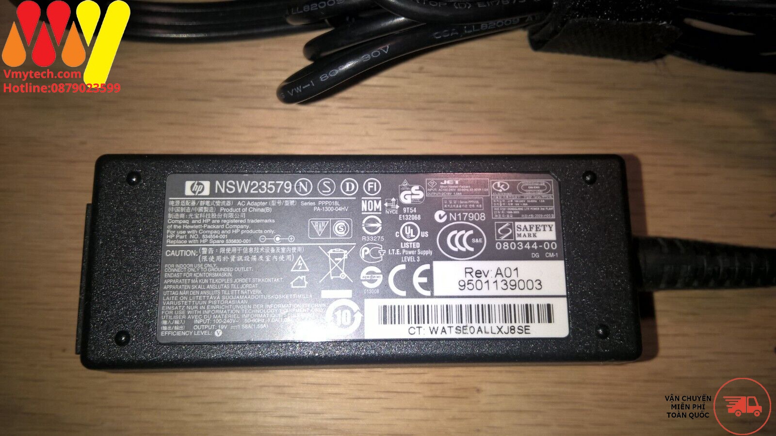 Adapter, SẠC LAPTOP HP MINI 19V - 1.58A CHÂN 5.5mm*1.7mm ZIN